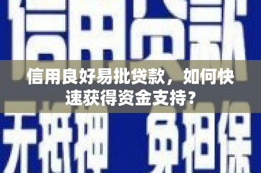 龙游信用良好易批贷款，如何快速获得资金支持？