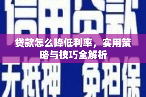 龙游贷款怎么降低利率，实用策略与技巧全解析